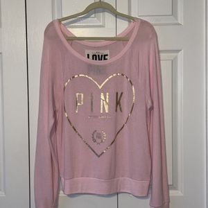 PINK Victoria's Secret Logo Long Sleeve Lightweight Sweatshirt